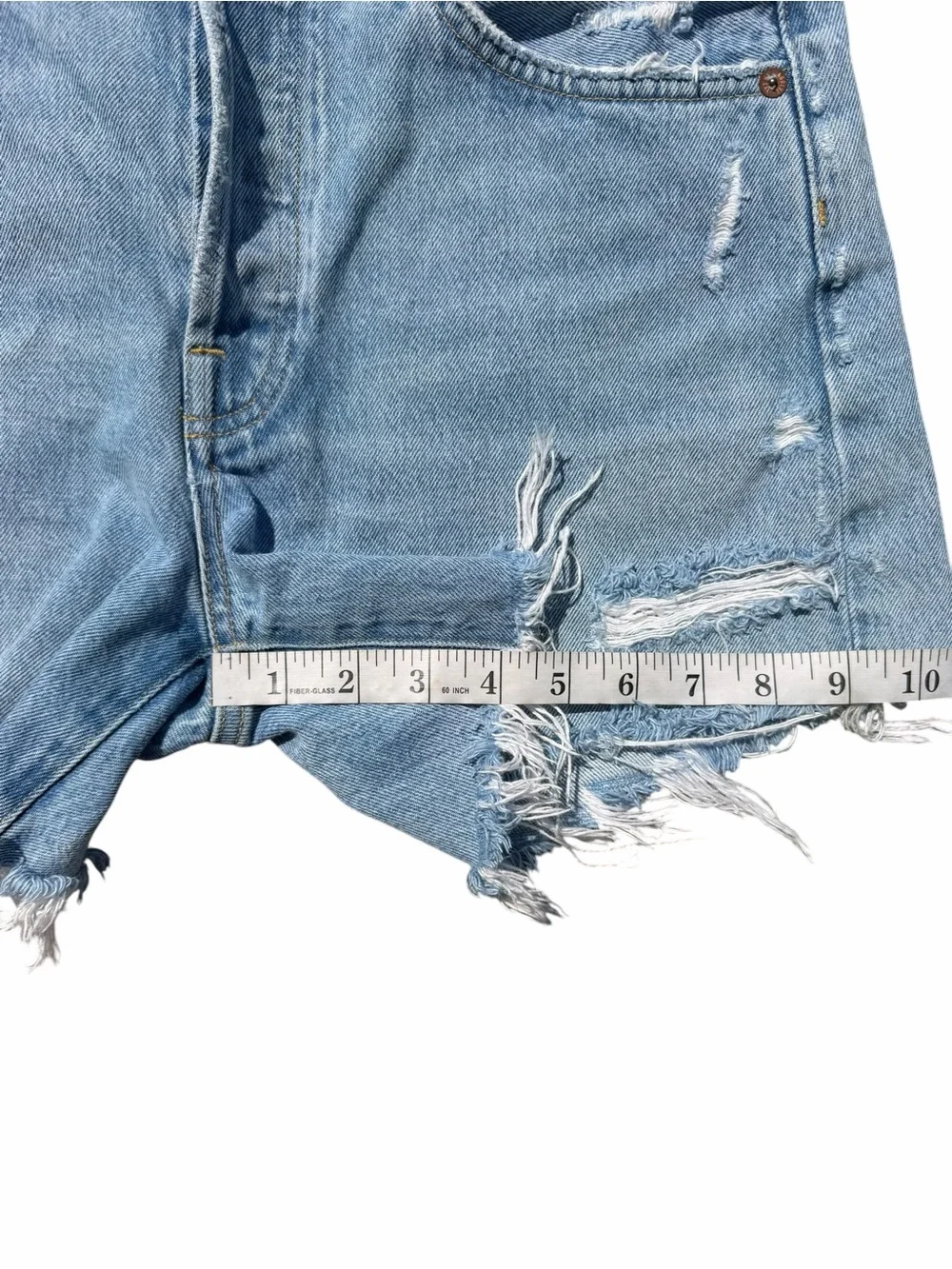 AGOLDE Parker Long Cutoff Shorts Women’s 27 Swapmeet Light Wash Distressed